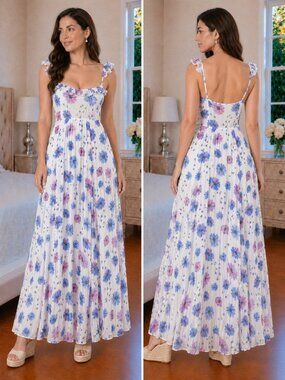 NEW LoveShackFancy Junia White Floral Maxi Dress $795